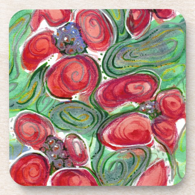 Red Flowers Fantasy Coaster (Front)