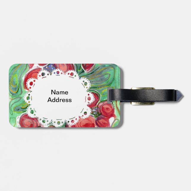 Red Flowers Fantasy Luggage Tag (Back Horizontal)