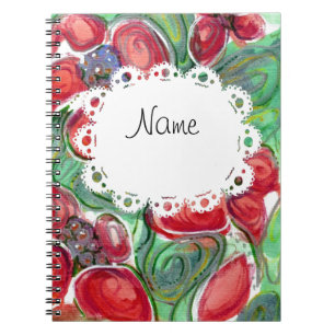 Red Flowers Fantasy Notebook