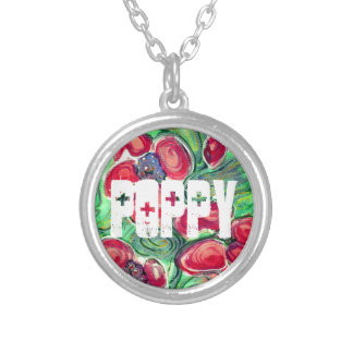Red Flowers Fantasy Silver Plated Name Necklace