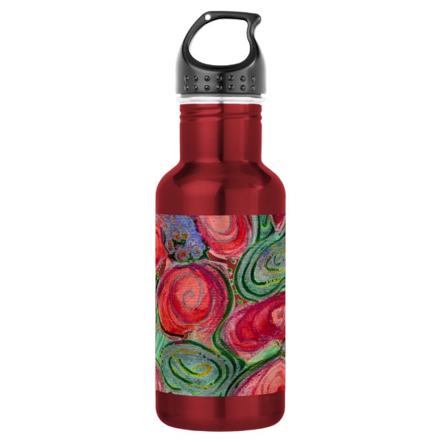 Red Flowers Fantasy Stainless Steel Water Bottle (Front)