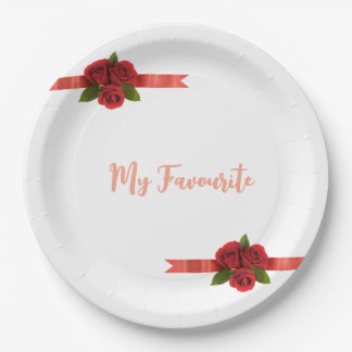 Red Flowers Favorite Paper Plates