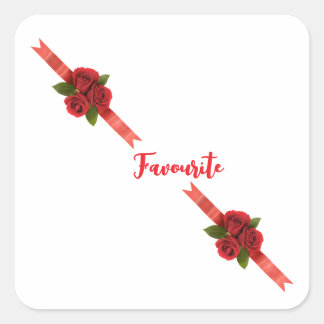 Red Flowers Favorite Square Sticker