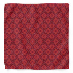 "Red Flowers” floral motif, bohemian pattern Bandana