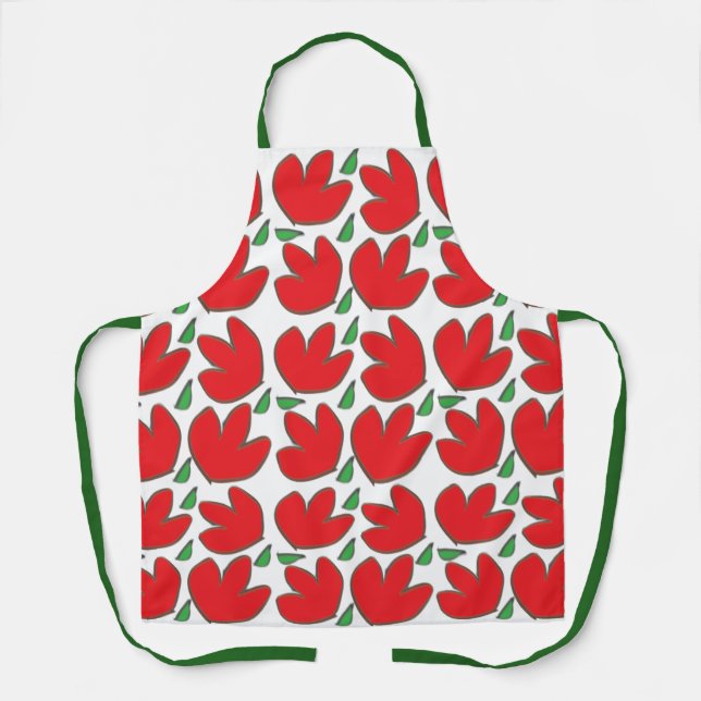 Red Flowers Floral Pattern  Apron (Front)