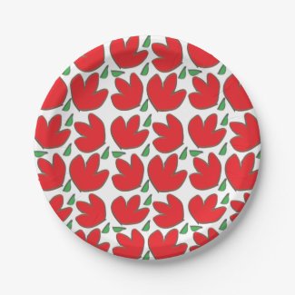 Red Flowers Floral Pattern Birthday