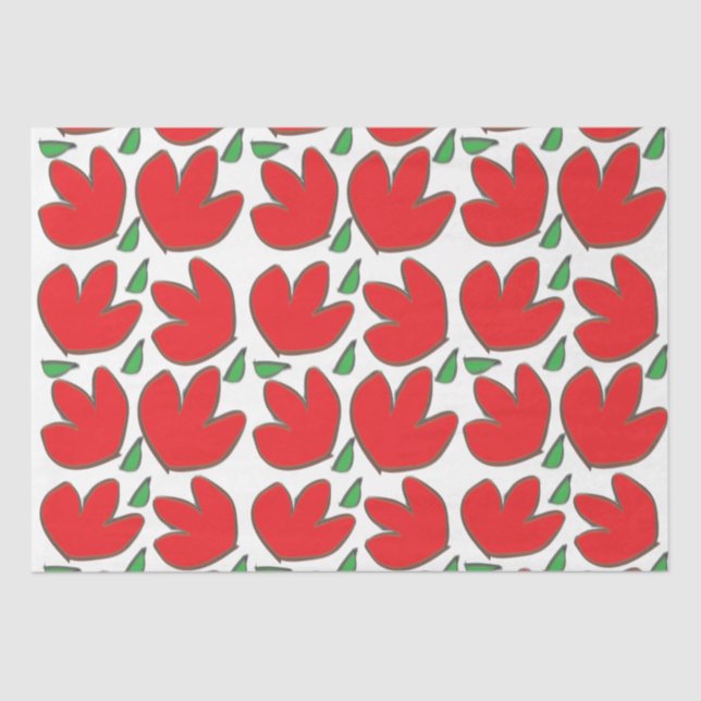 Red Flowers Floral Pattern   Tissue Paper (Front)