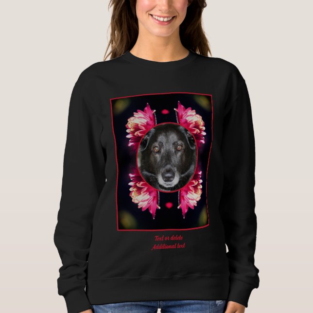 Red Flowers Frame Create Your Own Pet Photo Sweatshirt (Front)