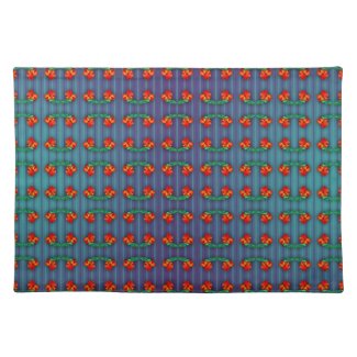 Red Flowers got the Blues Cloth Placemat