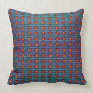 Red Flowers got the Blues Throw Pillow