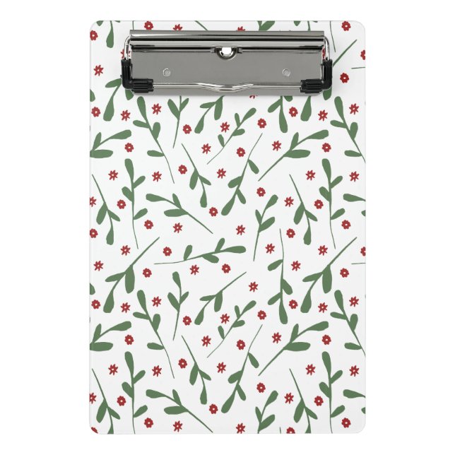 Red flowers, Green leaves pattern Mini Clipboard (Front)
