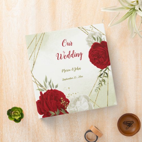 red flowers green leaves photo album 3 ring binder