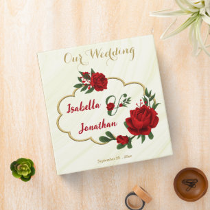 red flowers greenery romantic wedding photo album 3 ring binder