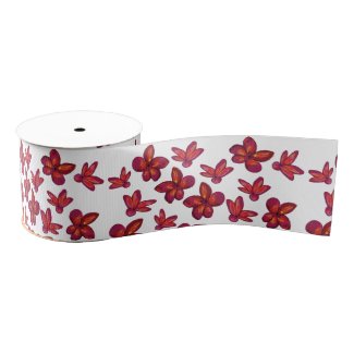 Red Flowers Grosgrain Ribbon