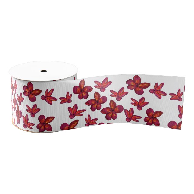 Red Flowers Grosgrain Ribbon (Spool)