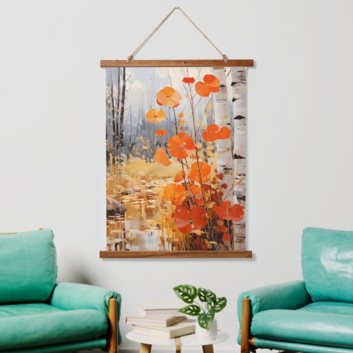 Red Flowers Hanging Tapestry