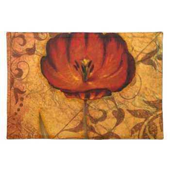 Red Flowers I Cloth Placemat by AuraEditions at Zazzle