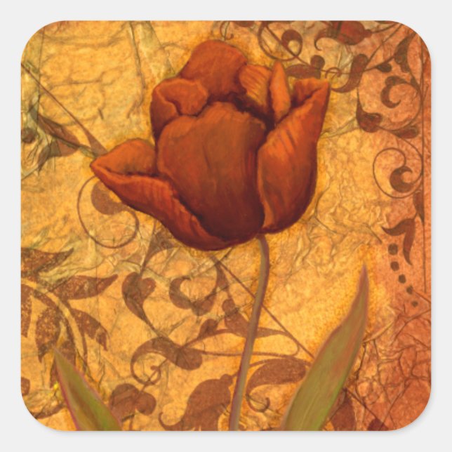 Red Flowers II Square Sticker (Front)