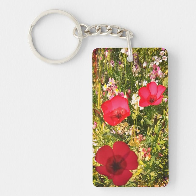 Red flowers keychain (Front)