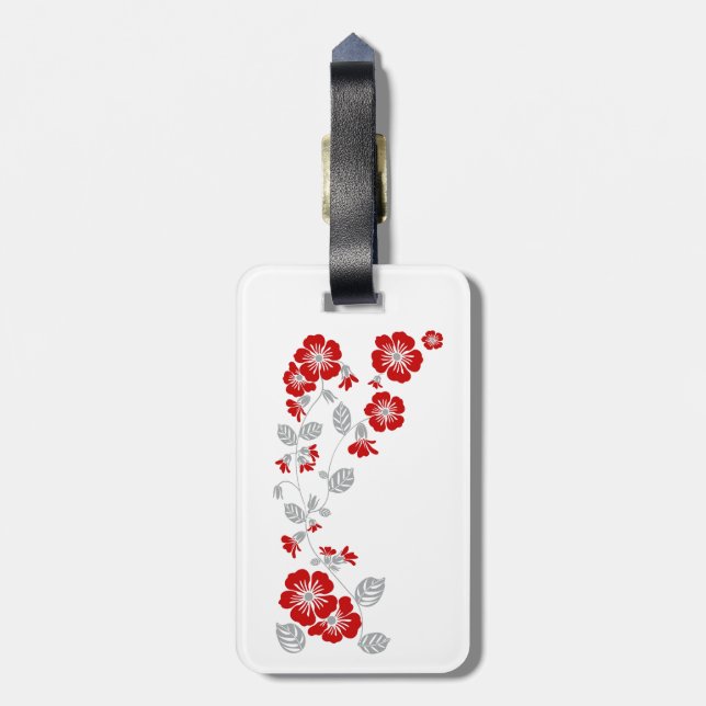 red flowers luggage tag (Back Vertical)