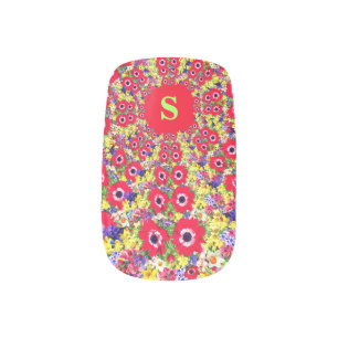 Red Flowers Minx Nail Art Personalized Your Letter