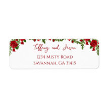 Red Flowers Modern Elegance Romantic Address