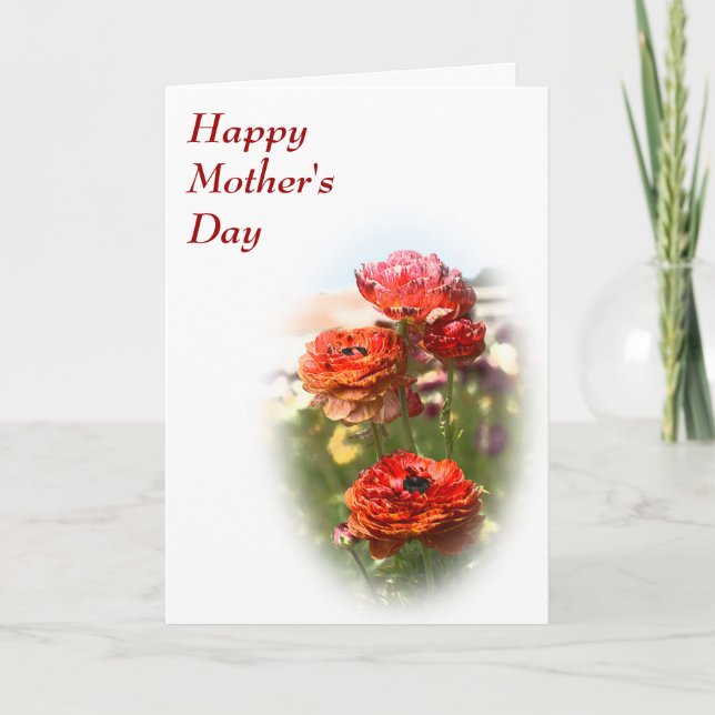Red Flowers Mother's Day Card (Front)