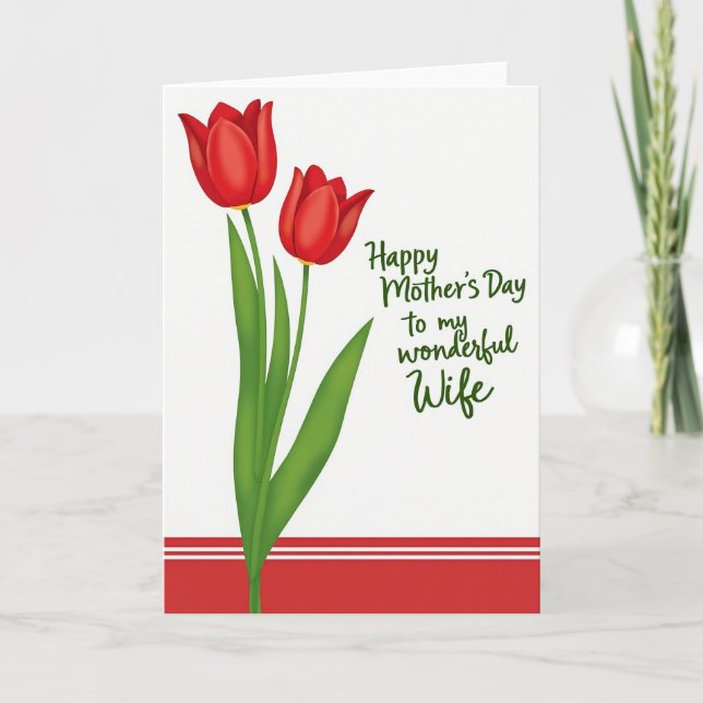 Red Flowers Mothers Day Wish Card (Front)