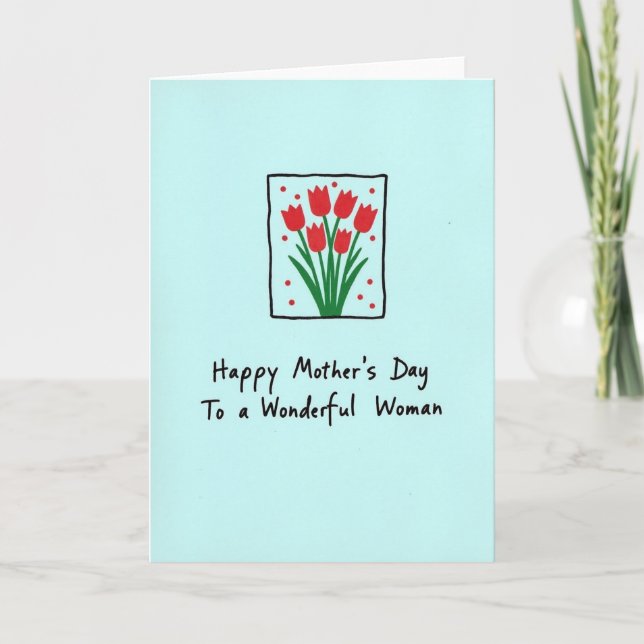 Red Flowers Mothers Love Card (Front)