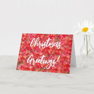 Red Flowers Old Fashioned Christmas Card