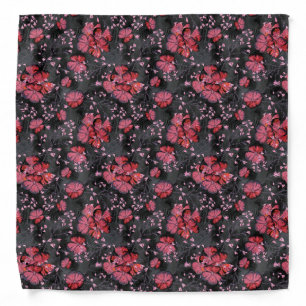 Red flowers on a black-gray background. bandana