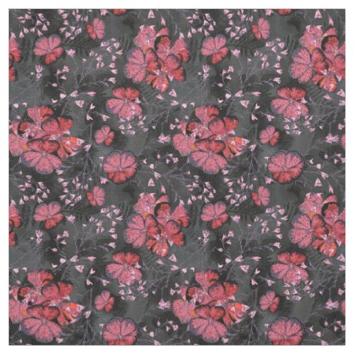Red flowers on a black-gray background fabric
