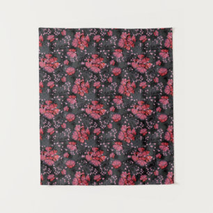 Red flowers on a black-gray background. tapestry