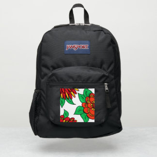 Red Flowers on Black Backpackes JanSport Backpack