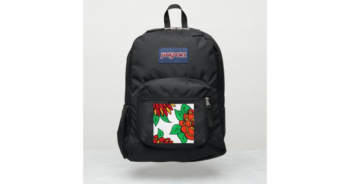 Red Flowers on Black Backpackes JanSport Backpack | Zazzle