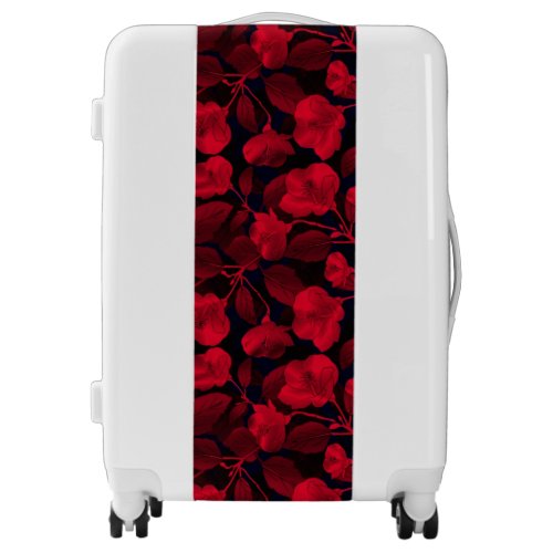 Red Flowers On Black Luggage