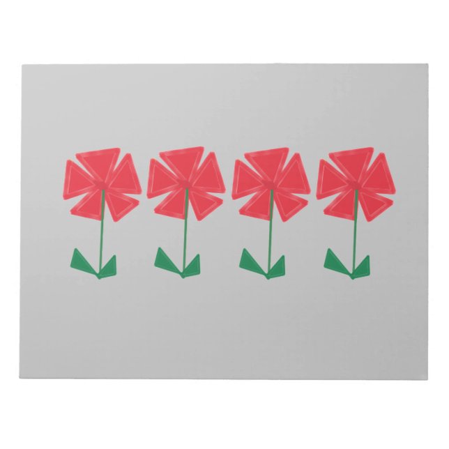 red flowers on gray background stocking filler notepad (Front)