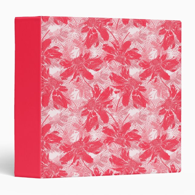 Red flowers on white. 3 ring binder (Front/Spine)