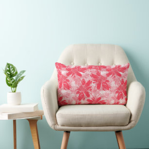 Red flowers on white. lumbar pillow