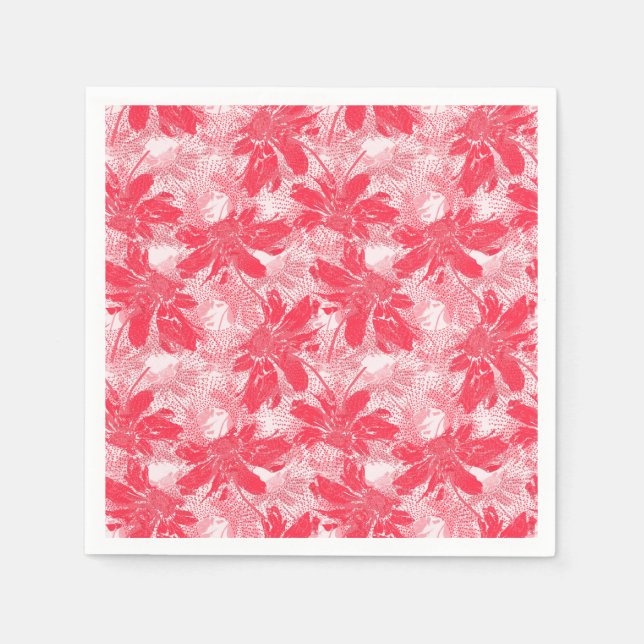 Red flowers on white. napkins (Front)
