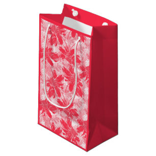 Red flowers on white. small gift bag