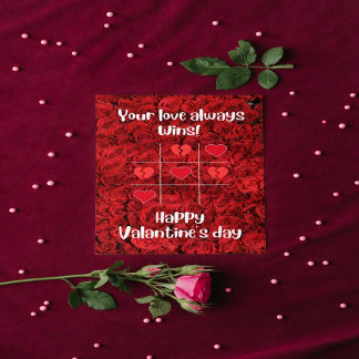 Red flowers our love Valantine's day Thank You Car Card