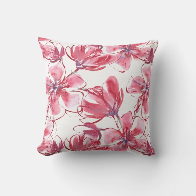 Red Flowers Outdoor Pillow (Front)