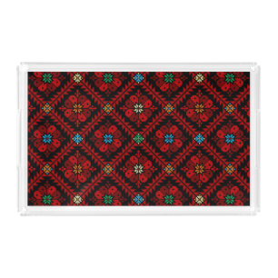 Red flowers Palestine Embroidery tatreez Pattern Acrylic Tray