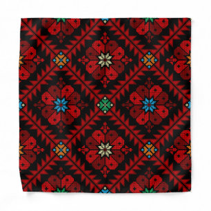 Red flowers Palestine Embroidery tatreez Pattern Bandana