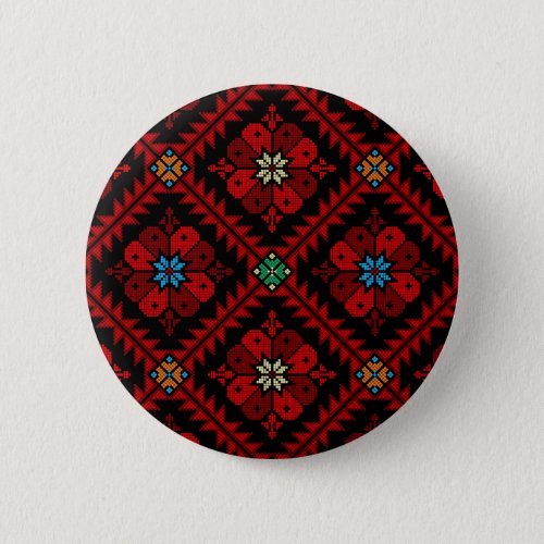 Red flowers Palestine Embroidery tatreez Pattern Button