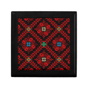 Red flowers Palestine Embroidery tatreez Pattern Gift Box