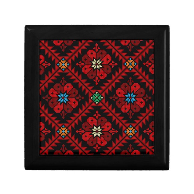 Red flowers Palestine Embroidery tatreez Pattern Gift Box (Front)