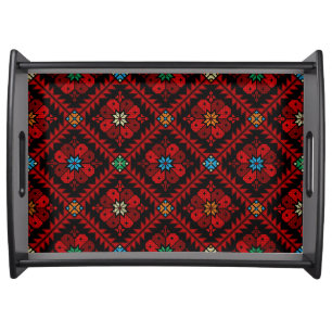 Red flowers Palestine Embroidery tatreez Pattern Serving Tray