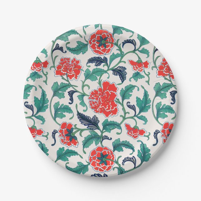 Red flowers paper plates (Front)